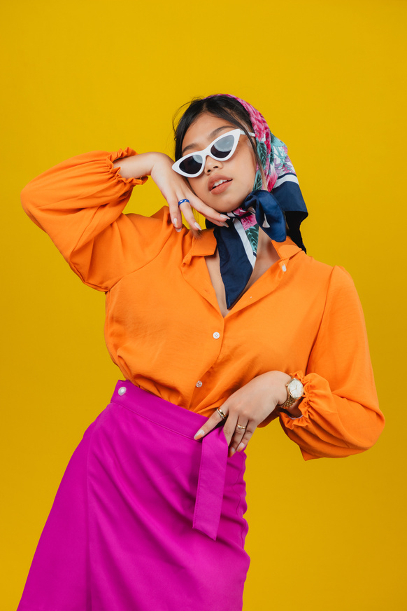 Woman Wearing Vibrant Clothes 
